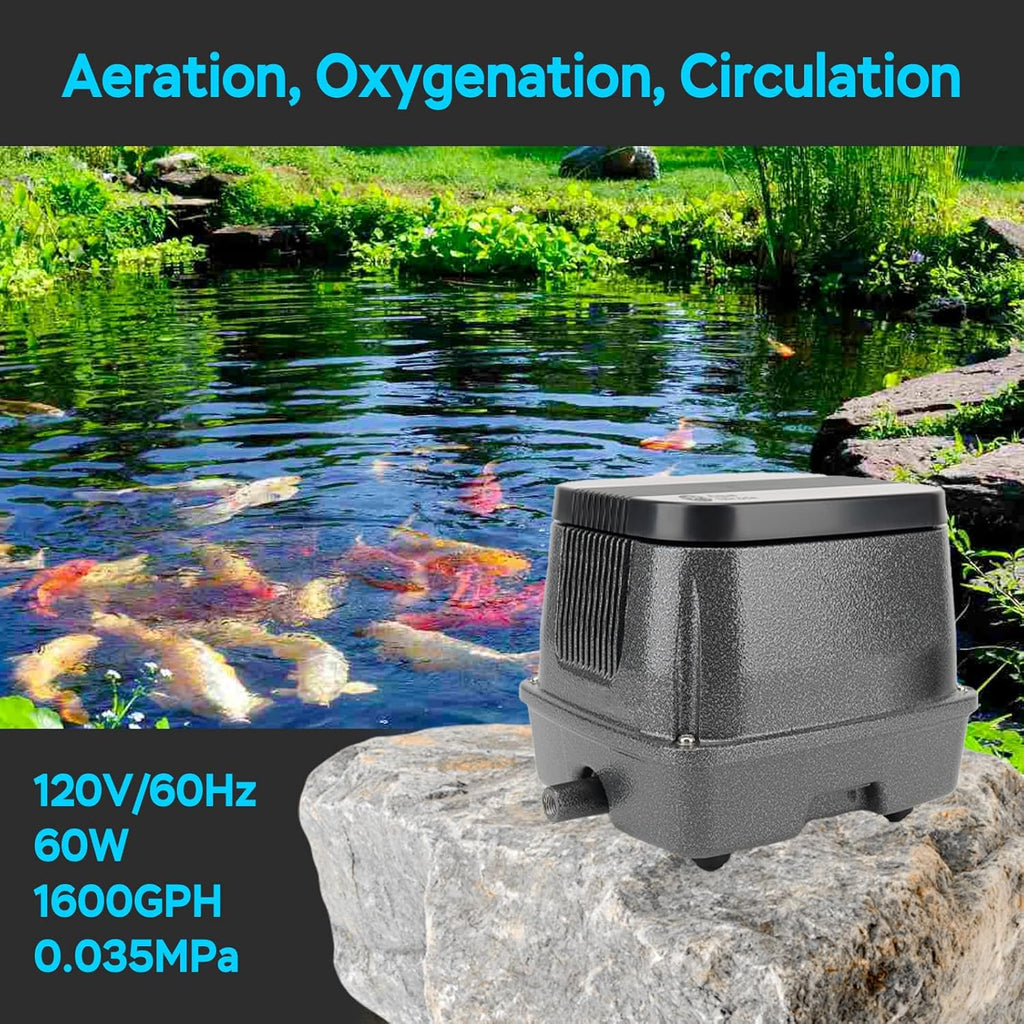 AquaMiracle Linear Air Pump, 635/950/1600/4000GPH Pond Bubbler Septic Air Pump, Energy-Efficient Pond Aerator for Outdoor Ponds, Aquariums, Hydroponics, Waste Treatment