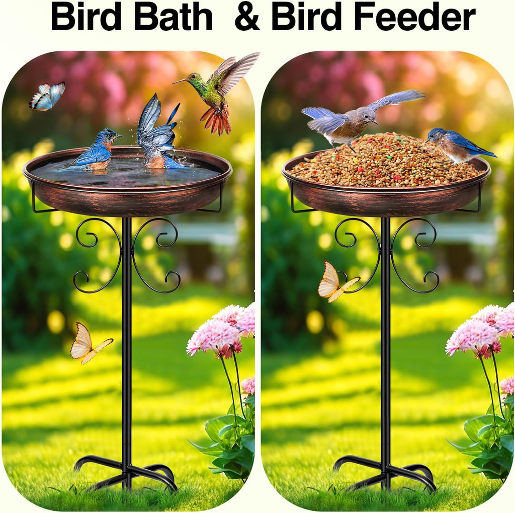Daoeny 35In Metal Bird Bath for Outside, Vintage Freestanding Birdbaths & Birdfeeder, Bird Baths Feeder Bowl for Outdoors Garden Patio Yard Lawn Decor, Upgraded 5-Pronged Base (Antique Bronze)