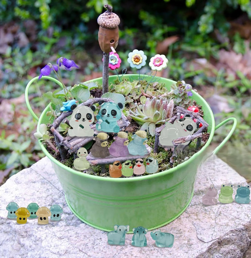 160 Pcs Luminous Mini Resin Animals Tiny Figurines Glow in The Dark Tiny Resin Ducks for Fairy Garden, Miniature Accessories, Crafts, and Decor