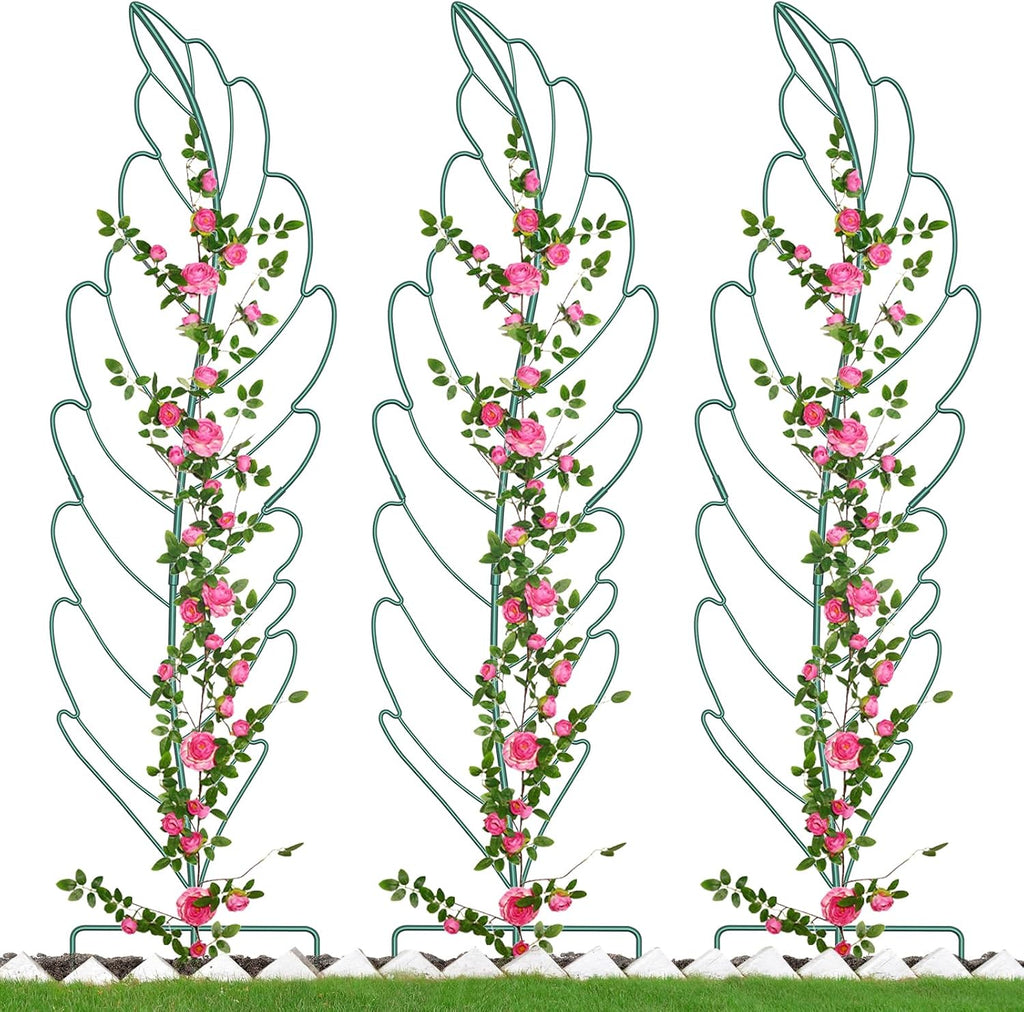 3 Pack Metal Garden Trellis for Climbing Plants,Green Metal Garden Trellis for Vines Plant Rose Vegetable Support,Large Decorative Outdoor Trellis