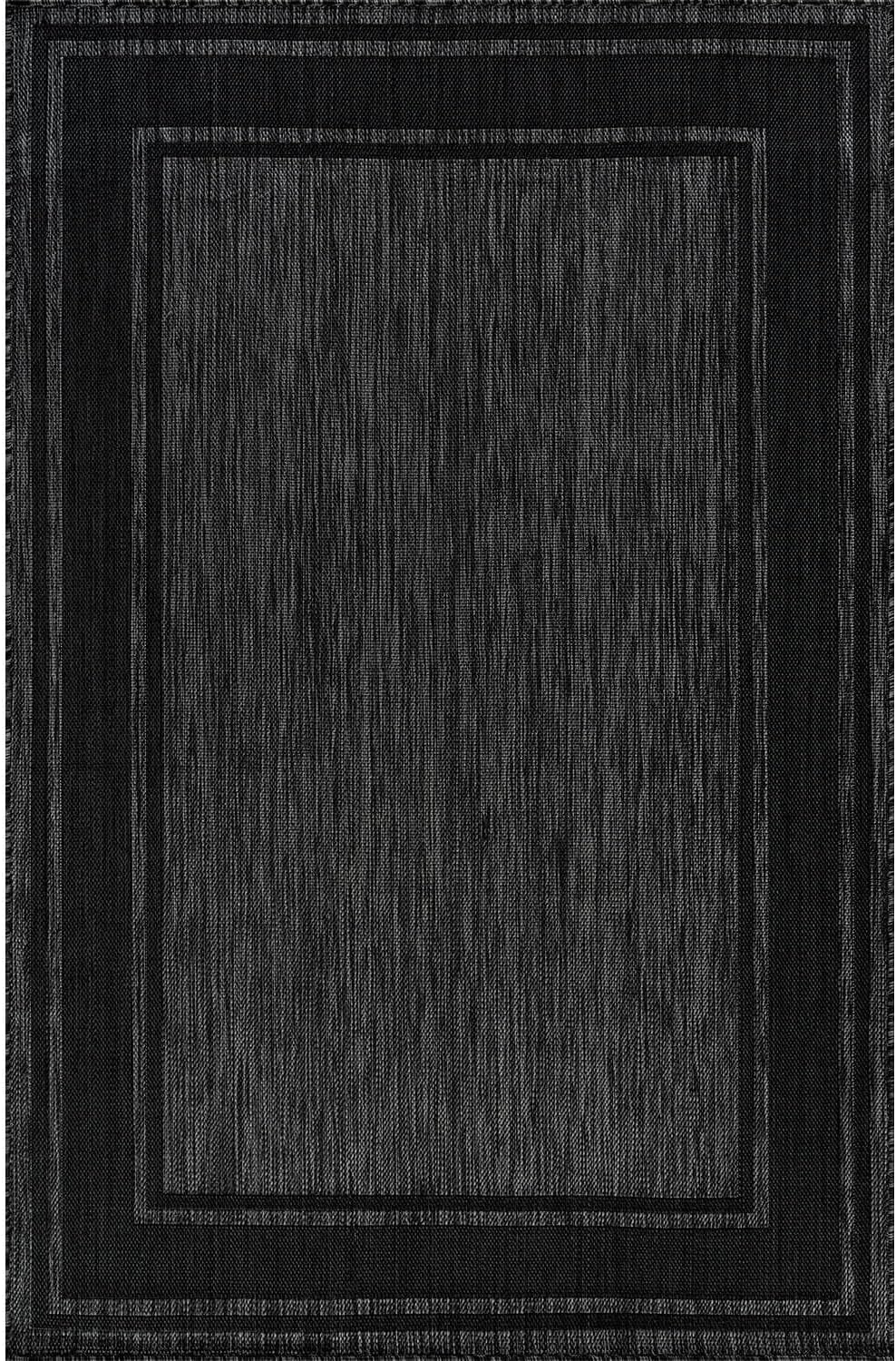 Beverly Rug Large Outdoor Rug 10x14 Modern Bordered Area Rugs for Indoor and Outdoor Patio Deck Porch Garden Waterproof Weather Sun Resistant Washable Outside Carpet (10 x 14 Black)