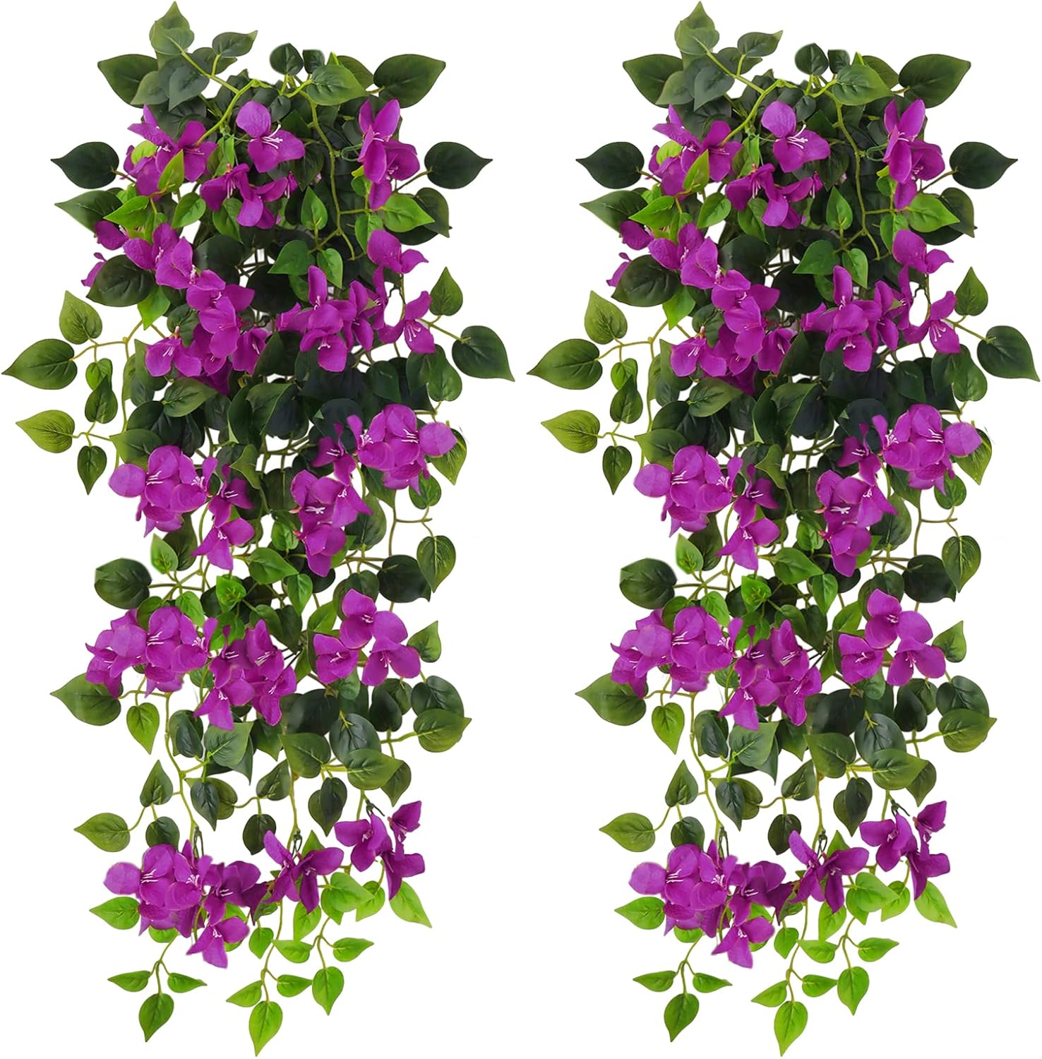 Artificial Hanging Plants Flowers Bougainvillea, UV Resistant Fake Plastic Faux Flower Fabric Vine for Indoor Outdoor Garden Porch Eave Wedding Wall Décor