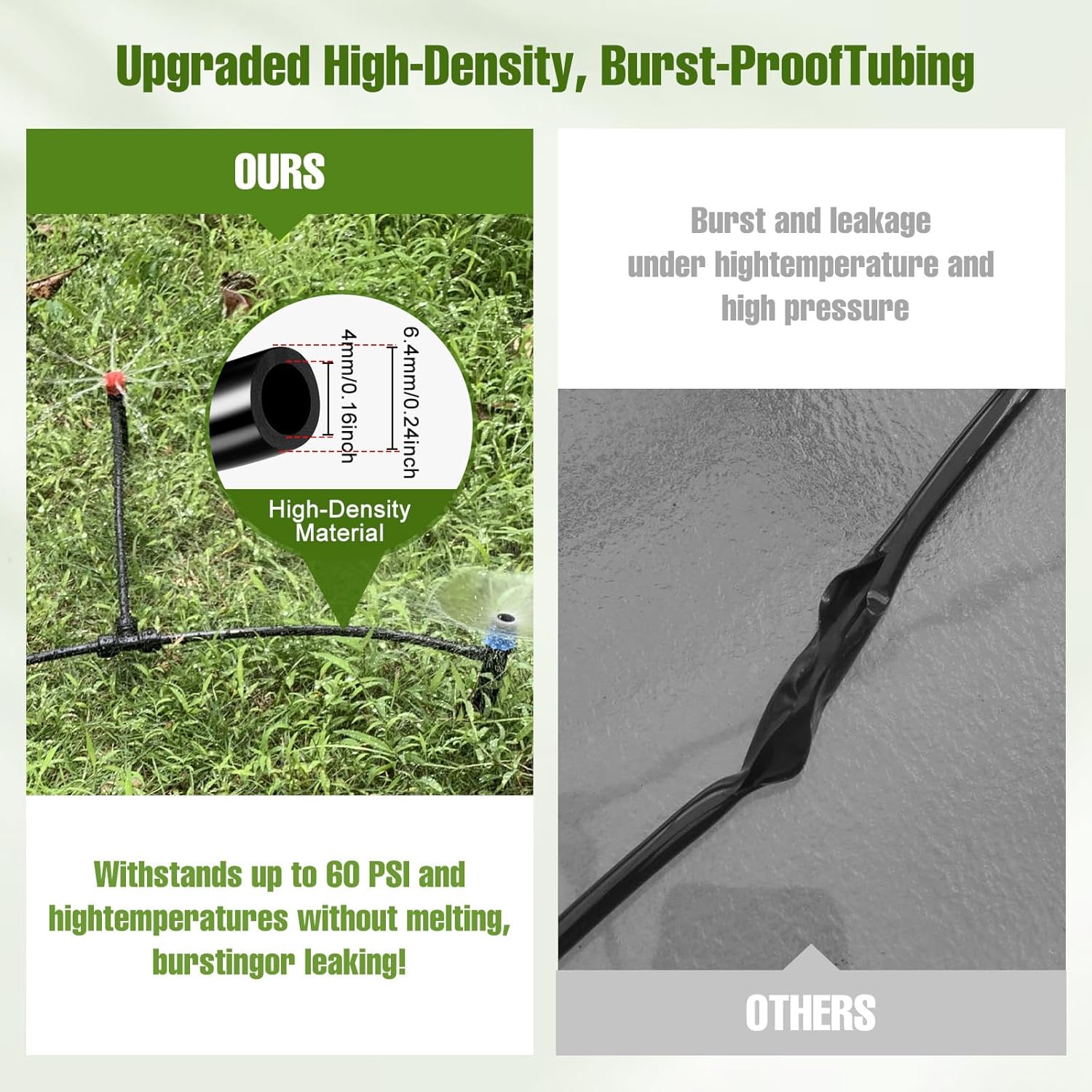 100FT 1/4 Inch Drip Irrigation Tubing with 10 Pack Push-to-Connect 1/4" Tee Connectors, Distribution Drip Line Hose & Universal Tee Fitting, for Drip Irrigation Parts or Drip System and Misting System