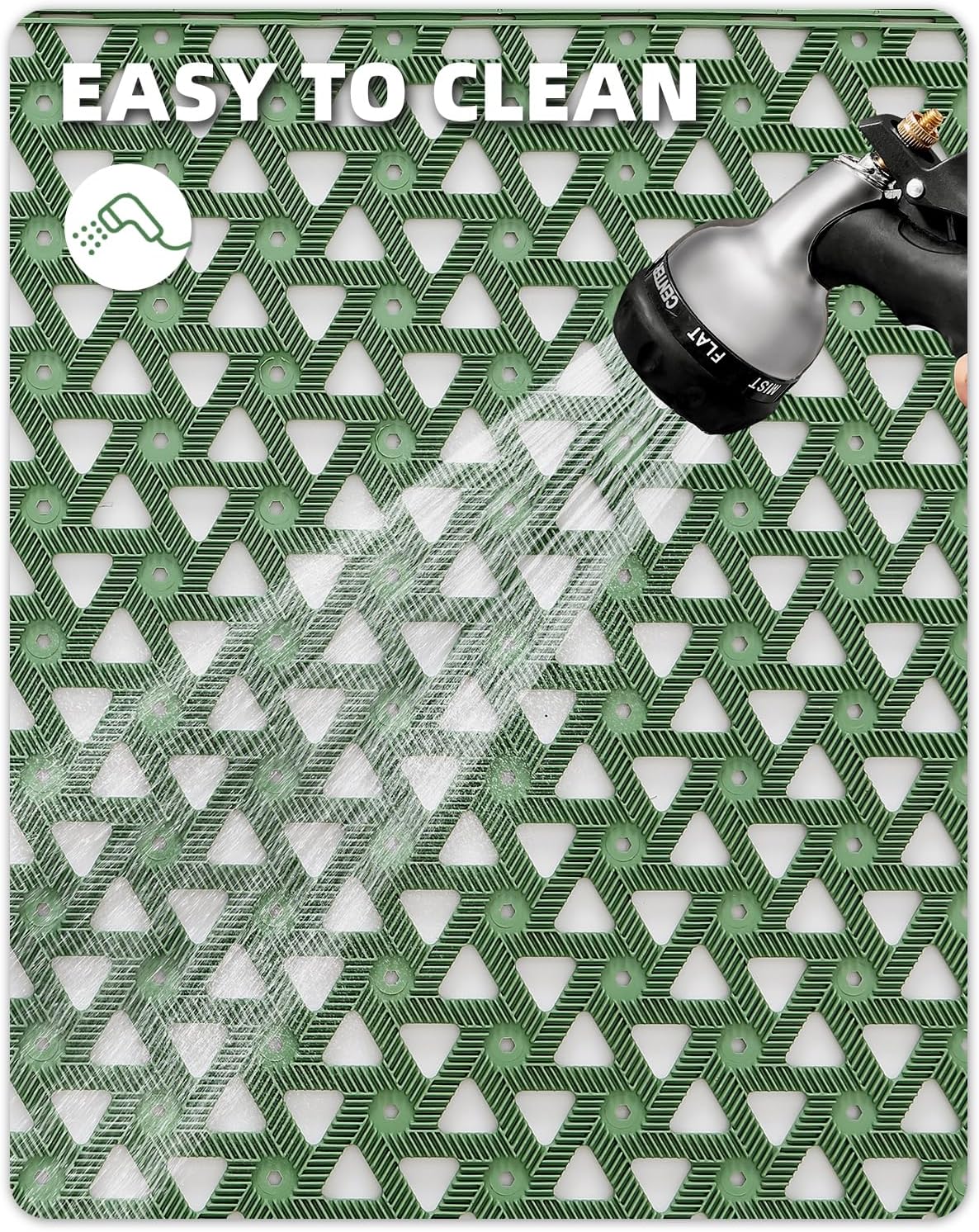 Color&Geometry Door Mat Outside Entrance with Drainage, Rubber Heavy Duty Dirt Trapper Waterproof Outdoor Welcome Mat, Outdoor Mats All Weather for Front Back Door Patio Entryway Entry,19"X30" Green