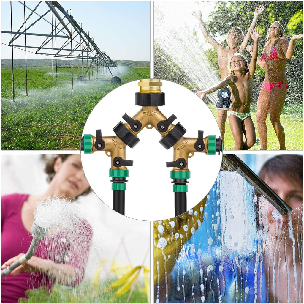 3 Pack Hose Splitter, Heavy Duty Garden Hose Splitter 2 Way Y Valve Hose Connector Splitter Solid Brass Garden Hose Adapter With Extra 12 Rubber Washers, Fit For All Standard Faucet And Garden Hose