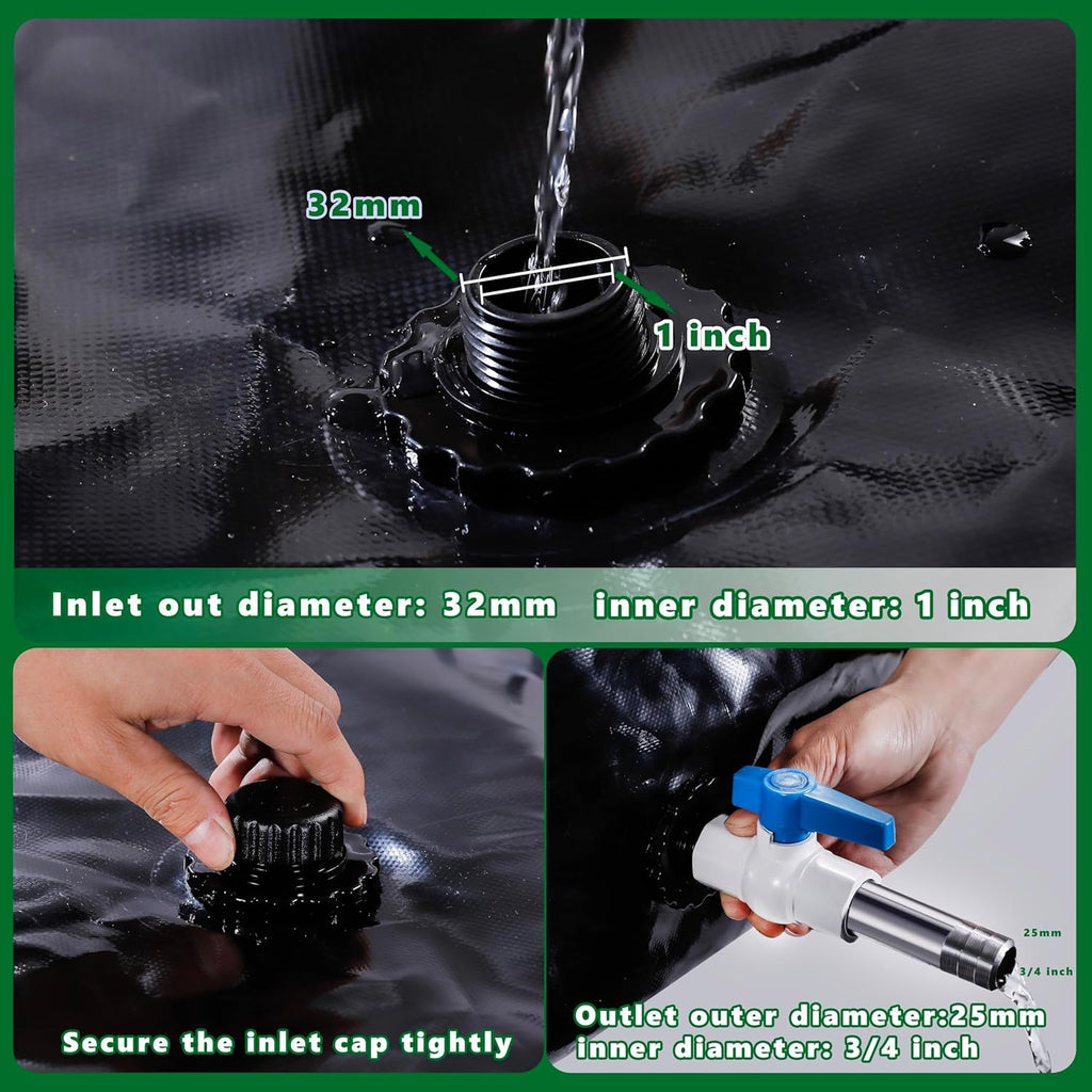 MXQMKL 240 L/63.4 gal Water Bladder Storage Containers, Foldable Portable Water Tank Large Capacity Soft Water Bag, Drought Resistance, Fire Prevention, Emergency Water