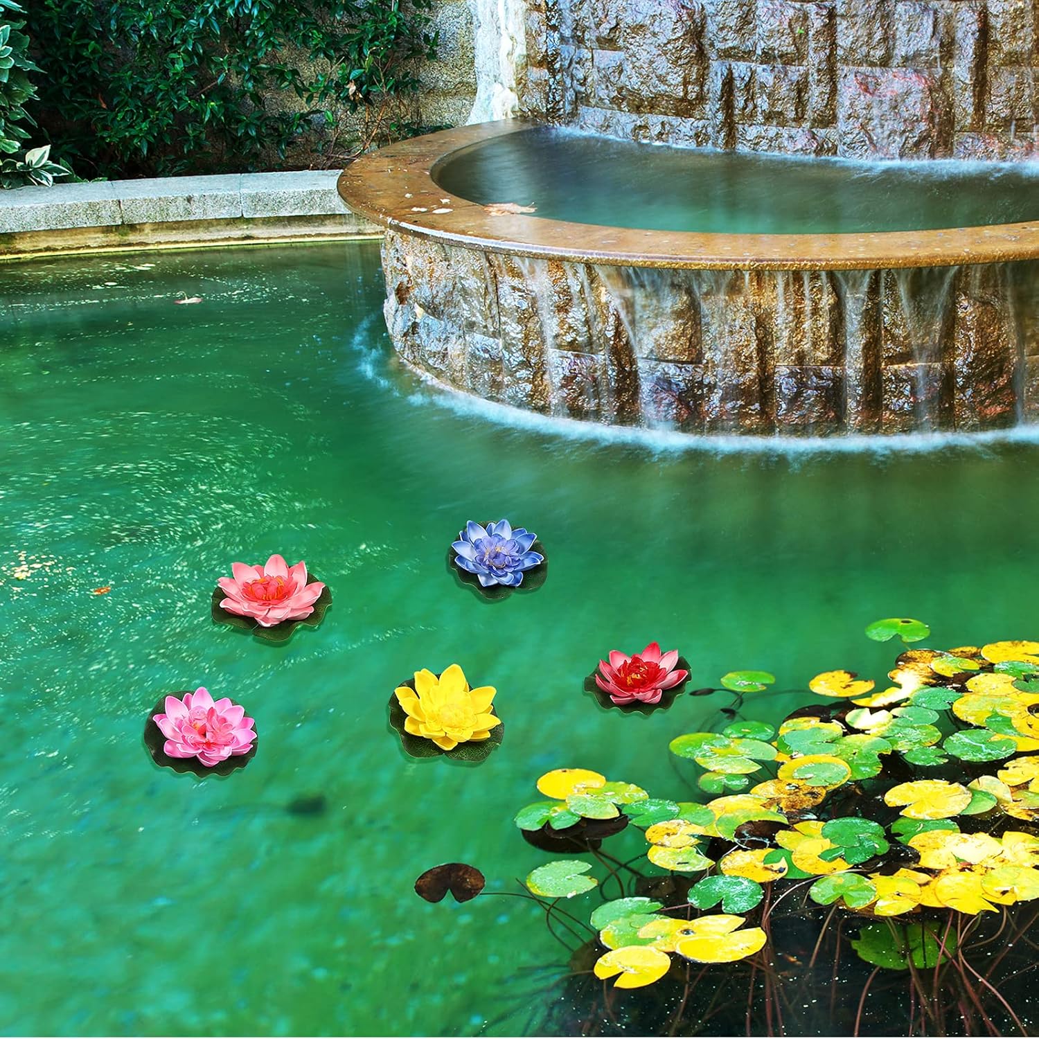 Artificial Floating Lotus Flower Water Lily Pads EVA Lotus Flower Water Lily Pads Leaves 5pcs for Pond Decoration