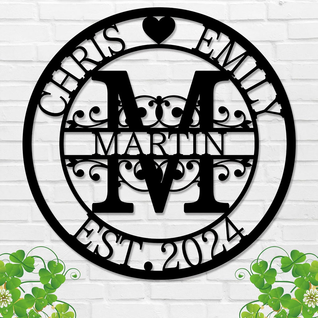 Personalized Metal Name Signs, Split Letter Monogram Wall Decor, Custom Last Name Sign, Family Name Sign for Outdoor, Personalized Wedding Gift, Garden Decor, Metal Wall Art, Housewarming Gift