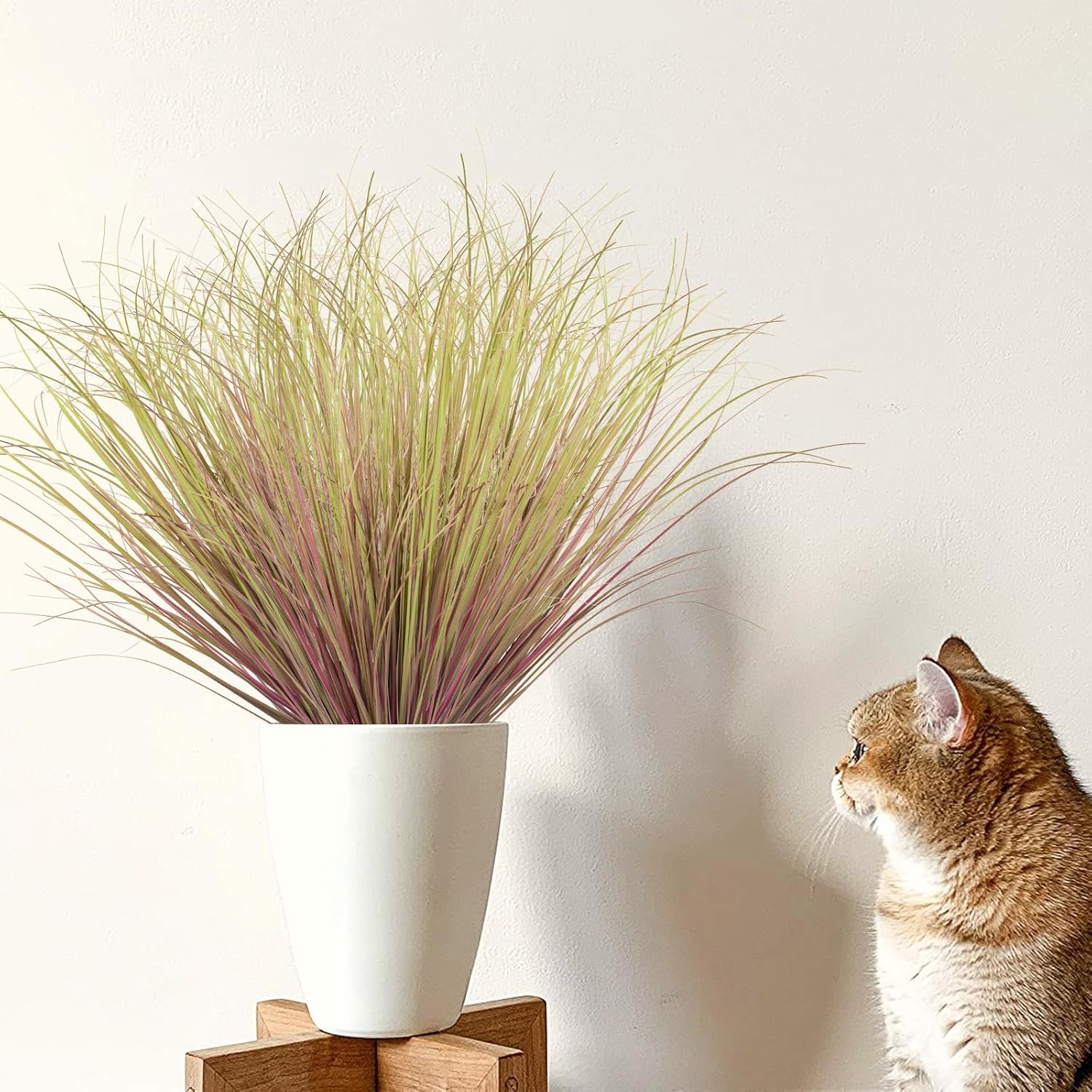 24Pcs Artificial Grass Plants, Faux Shrubs Wheat Grass, Artificial Tall Grass Fake Plants for Outdoor Decor,Artificial Greenery Stems Weed for Room Indoor Home Decor（Light Purple）