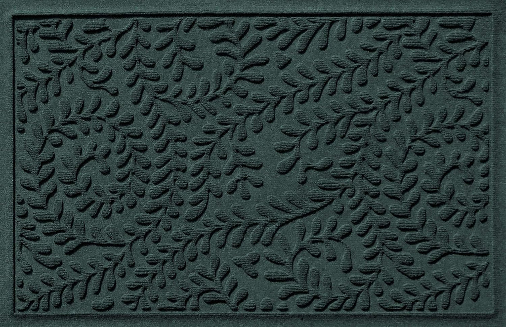WaterHog Indoor/Outdoor Door Mat, 2' x 3', Made in USA, Durable & Skid-Resistant Front Door Rug, Decorative, Water-Trapping & Heavy-Duty Entryway Floor Mat For Your Home, Boxwood Collection, Evergreen