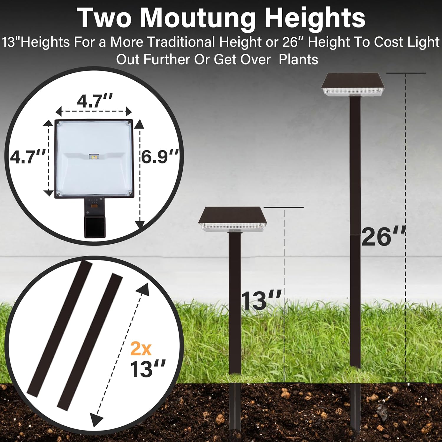 Bobcat Solar Pathway Lights Super Bright 300 lumens with 2-in-1 Warm White and Daylight Modes, Dark Brown Solar Lights for Outdoor Path, Sidewalk, Driveway or Walk Way Light(4 Pack)
