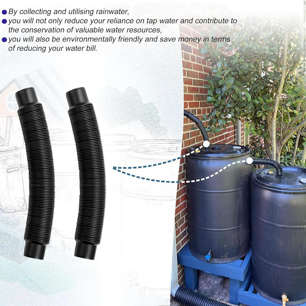 1.25" Diameter Rain Barrel Hose Connector Downspout Diverter Kit Link 2 Rain Water Barrels to Store More Rainwater for Outdoor Home Garden