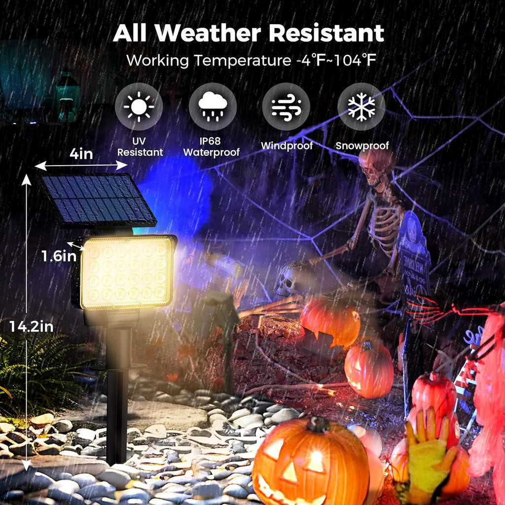 Solar Spot Lights Outdoor Waterproof for Flag, Tree, House, Garden, Yard, Landscape Spotlights for Accent Uplighting Halloween Christmas Decorations-6 Pack