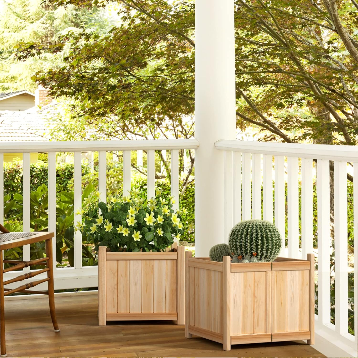 Giantex Raised Garden Bed, Folding Wood Planter for Vegetable Flower, Outdoor Elevated Planting Boxes, Folding Plant Container Patio Lawn Garden Backyard, Easy Assembly, 15" Lx15 Wx14 H