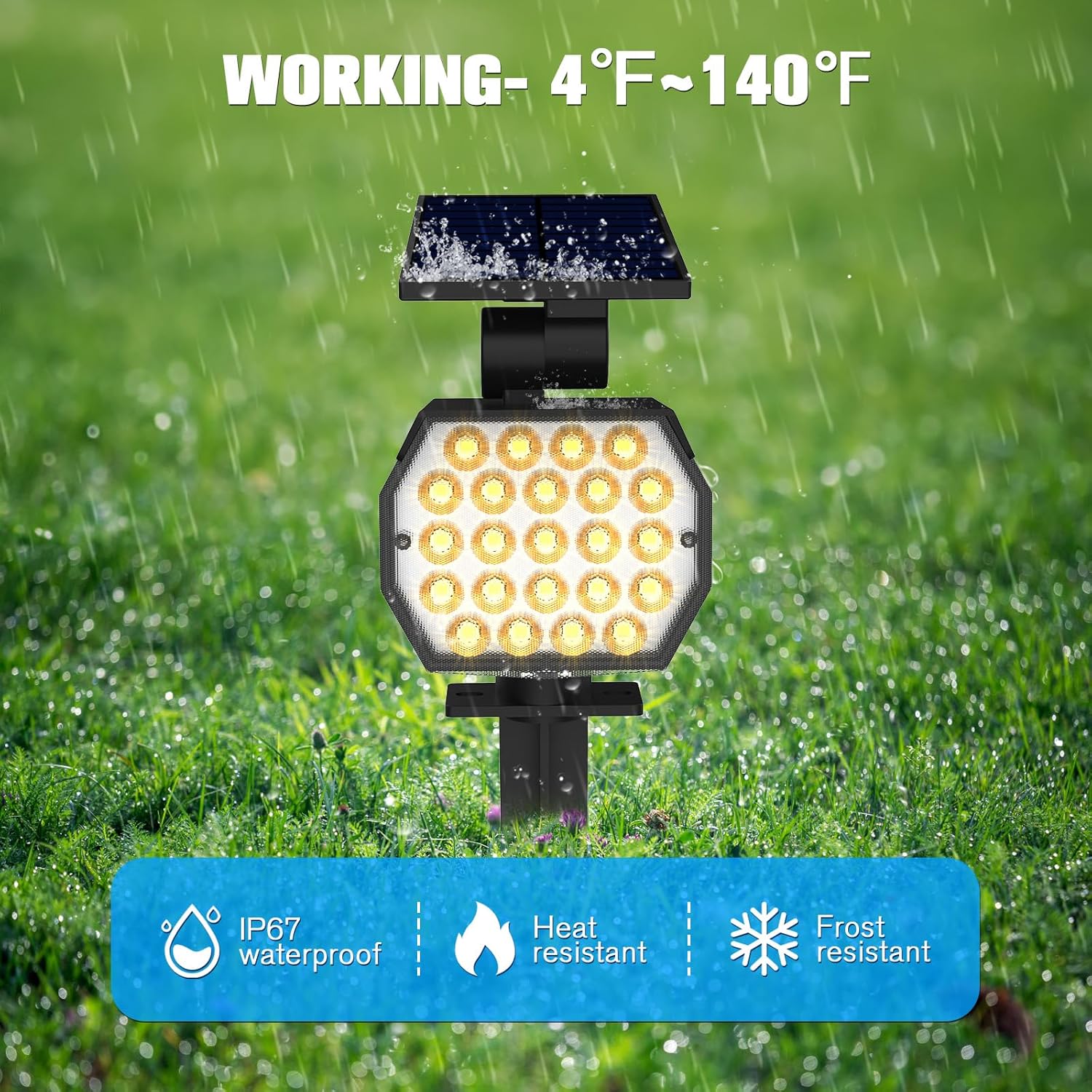 NIORSUN Solar Spot Lights Outdoor,23 LEDs Landscape Lighting with Auto On/Off and 3 Lighting Modes, IP67 Waterproof Spotlights,Outdoor Solar Lights for Yard Garden,8 Pack(Warm White)