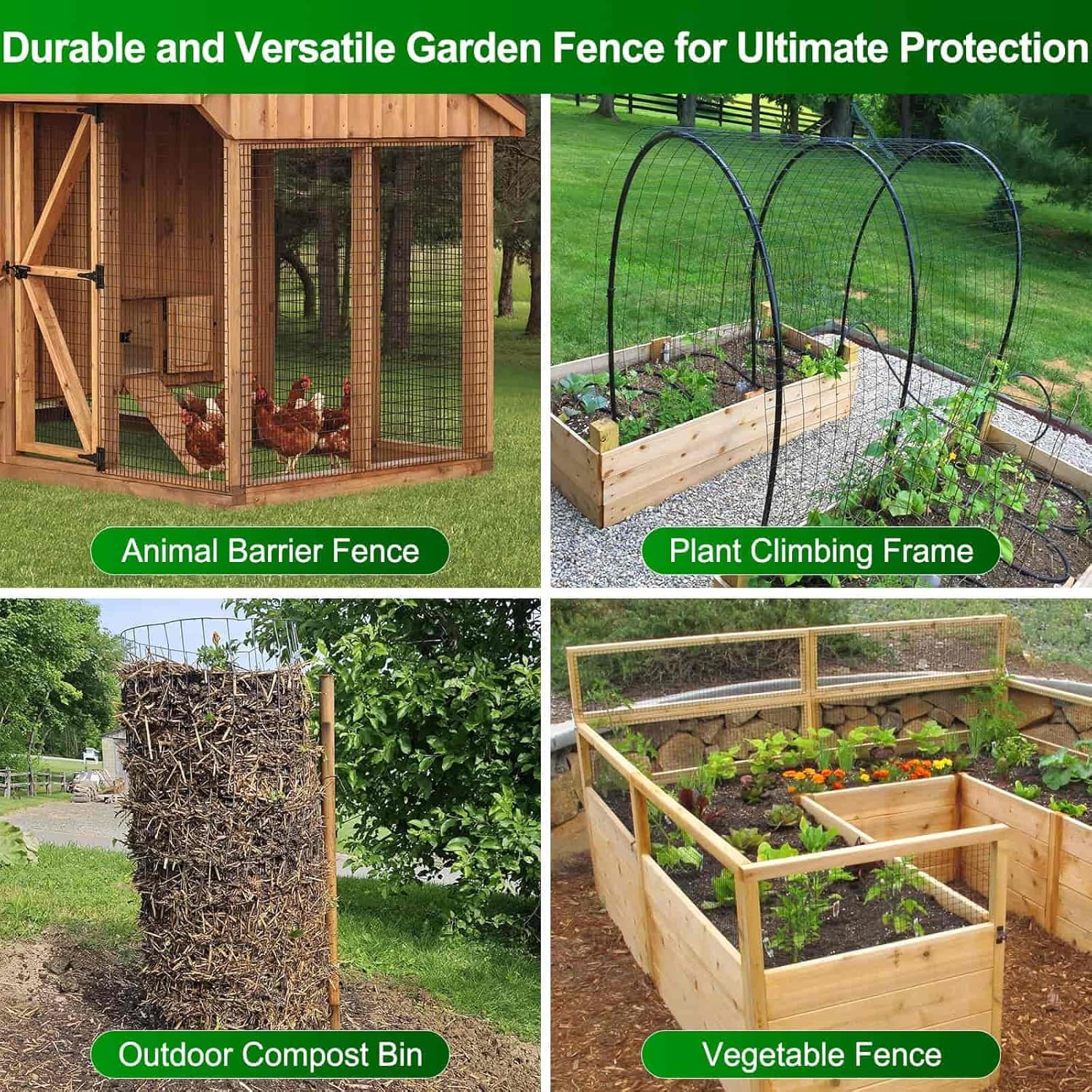 Black PVC Coated Welded Wire Fence 36 Inch x 59 Foot, 2.4" x 2.4" 15GA Garden Wire Fenceing Vinyl Coated Metal Wire Mesh Roll for Yard Vegetable Plant Protection Outdoor Dogs Chicken Poultry Netting