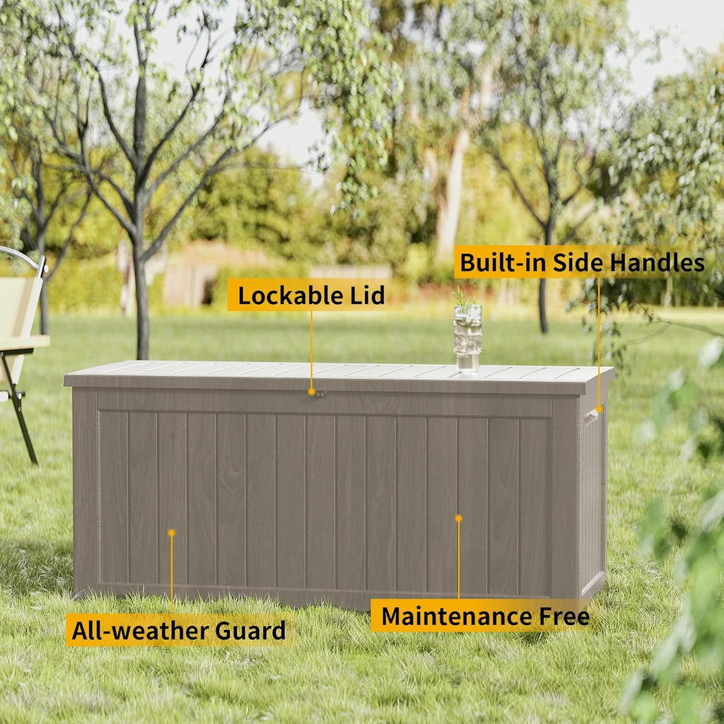 270 Gallon Heavy Duty Outdoor Storage Box - Extra Large Package Protection for Outside Deliveries, Patio Storage Bench & Resin Deck Chest with Lock, UV-Resistant, Slate Grey