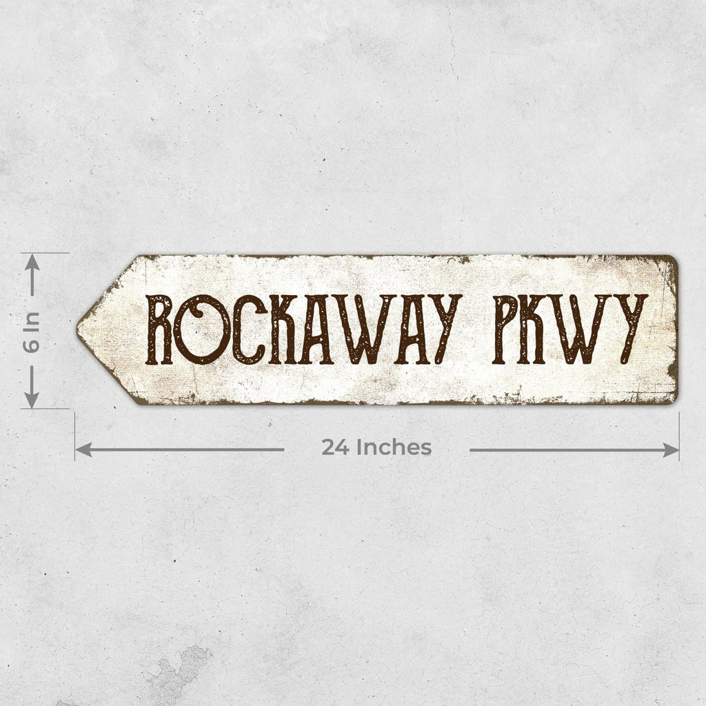 Rustic Custom Sign, Personalized Left Directional Metal Composite Street Sign for Indoor and Outdoor Use 6x24 Inches, ACM Made in the USA