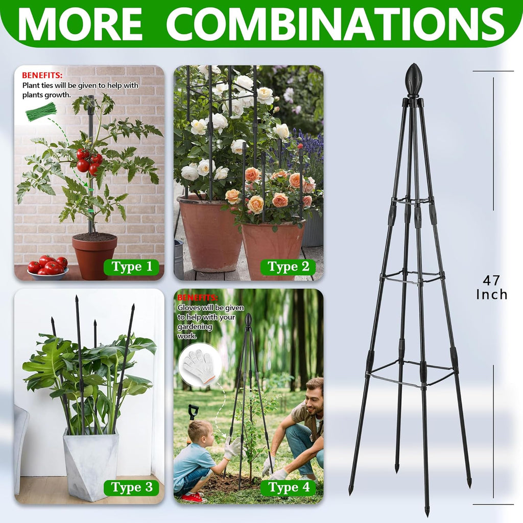 2 Pack Garden Trellis for Climbing Plants, Garden Trellis Rustproof Plastic Coated Metal Plant Support for Vegetables, Vines and Rose Bushes
