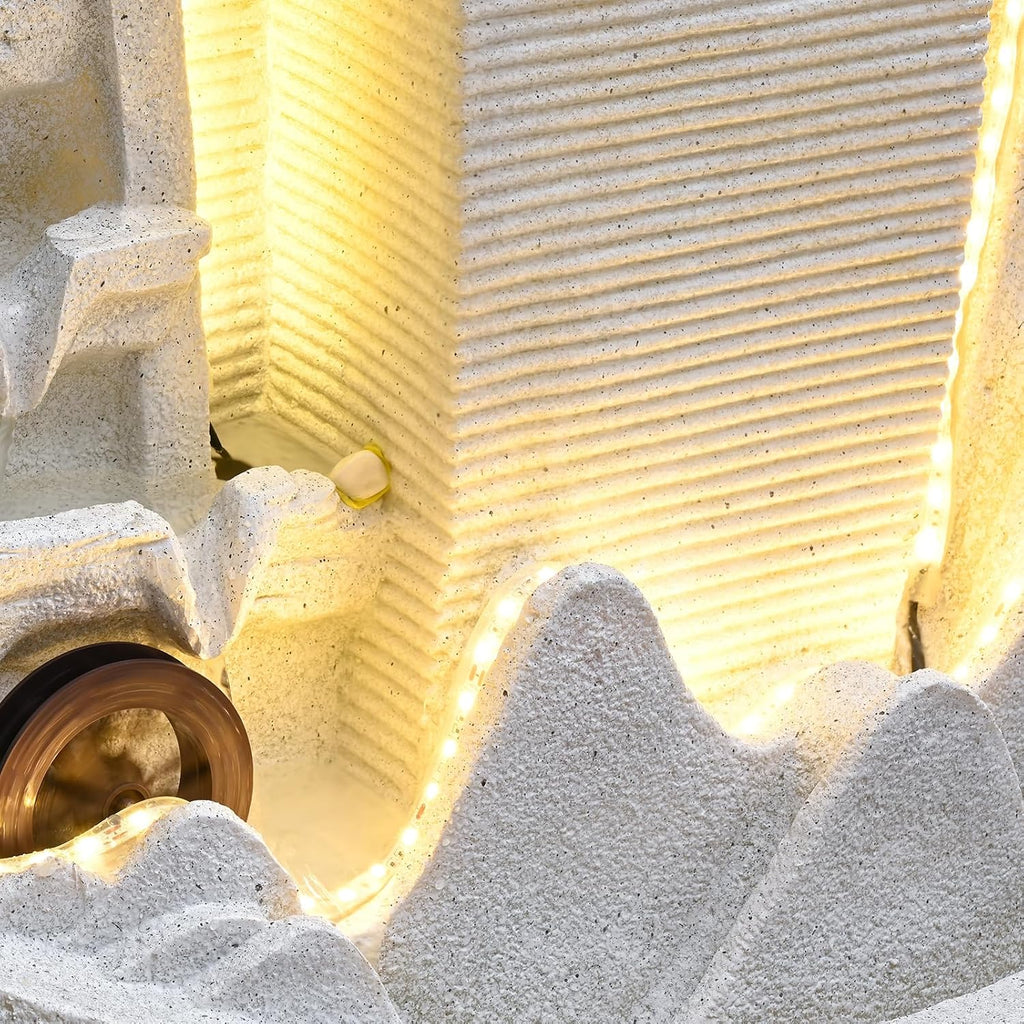 50.39 Inches Outdoor Water Fountain Garden Waterfall Indoor Modern Water Feature Freestanding Fountains with LED Lights and Pump for Patio Yard Pool Home Decor