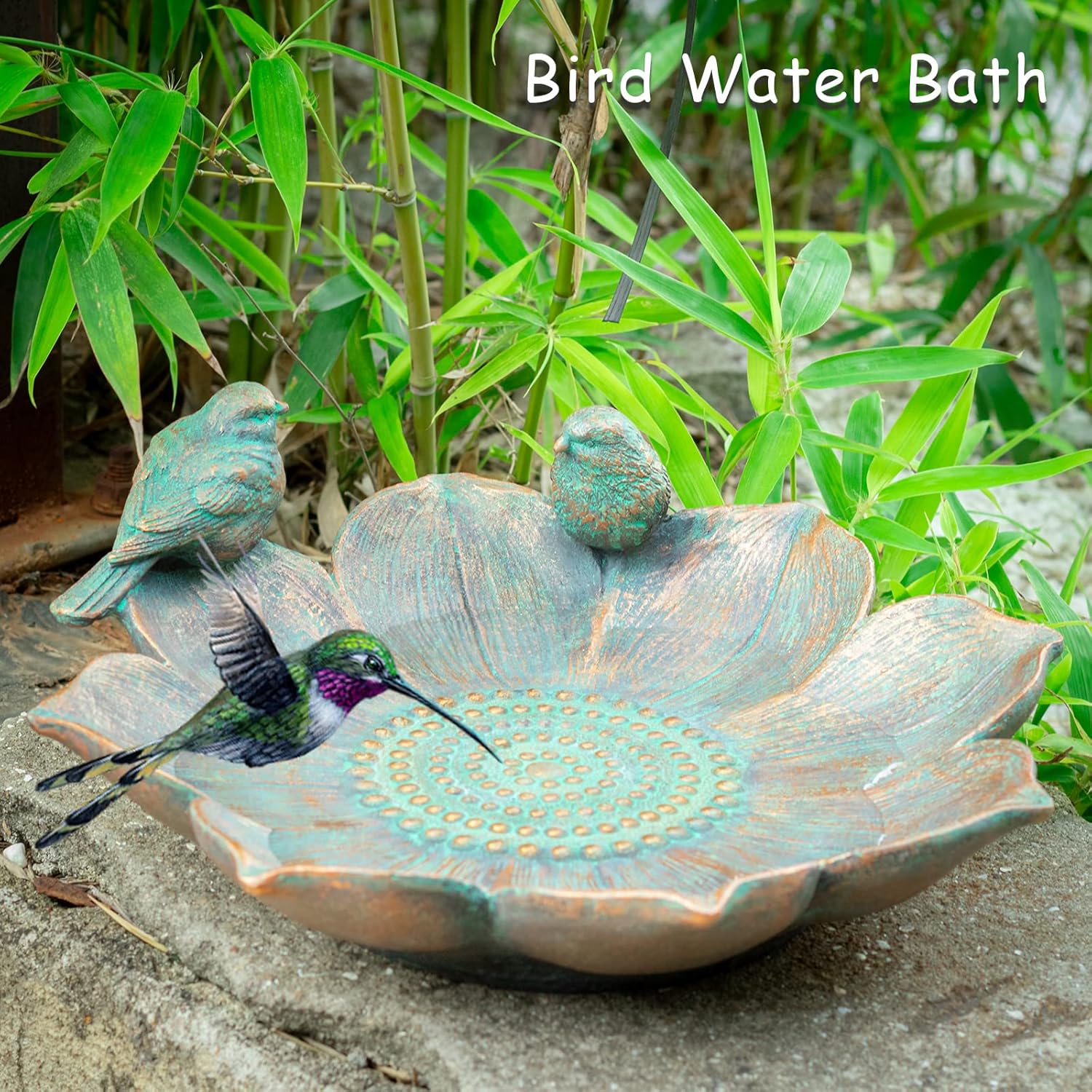 MUMTOP Bird Baths for Outdoors, Antique Outdoor Garden Bird Bath Resin Birdbath Bowl with Vintage Bird Ornament for Outside Yard Table Decor