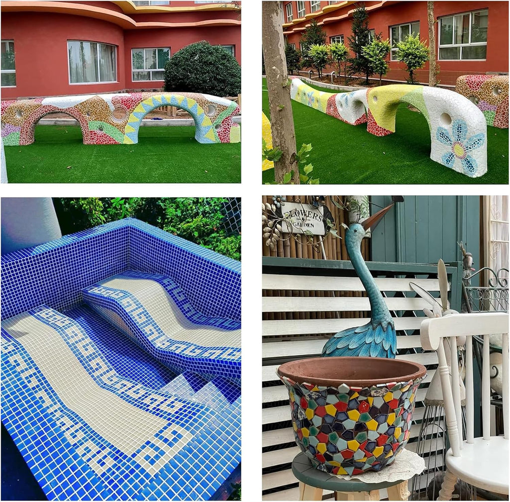 100 Pieces Ceramic Mosaic Tiles 3/5" Square Shapes Mosaic Ceramic Pieces Stained Ceramic Tiles Supplies for Crafts Beginner Mosaic Project Stepping Stones Mosaic Birdhouse Decor - Coffee