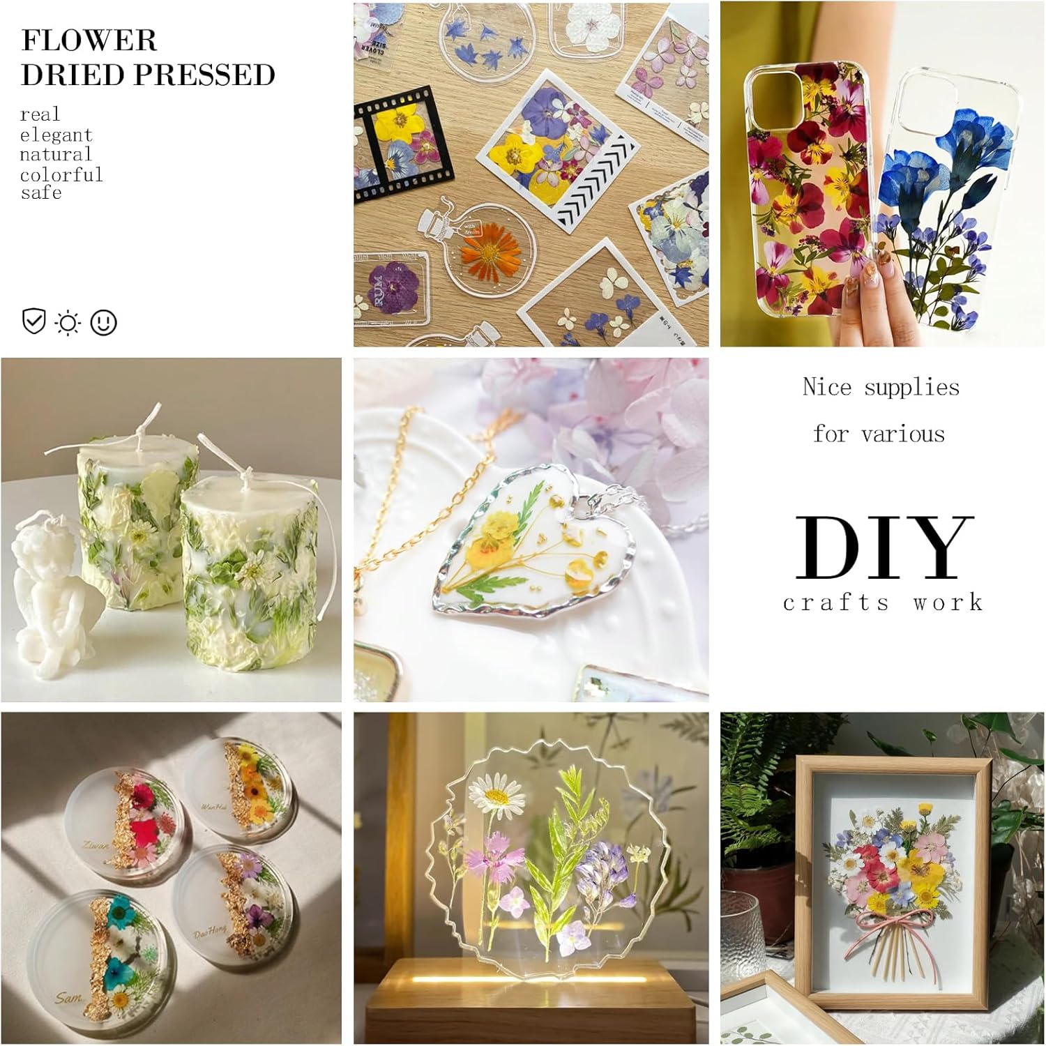 106Pcs Big Dried Pressed Flowers for Resin, Assorted Real Natural Bulk Dry Floral Leaves for DIY Art Crafts, Epoxy Molds, Jewelry, Soap, Candle Making, Nails Decors