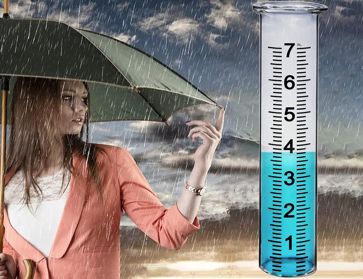 JMBay Rain Gauge Replacement Tube Plastic,7 inch Outdoor Plastic Rain Gauge Tube for Garden,Yard,Home.Upgraded Large Font Transparent Measure Tube,Lip Design,Best PCS Tube with Clean Brush