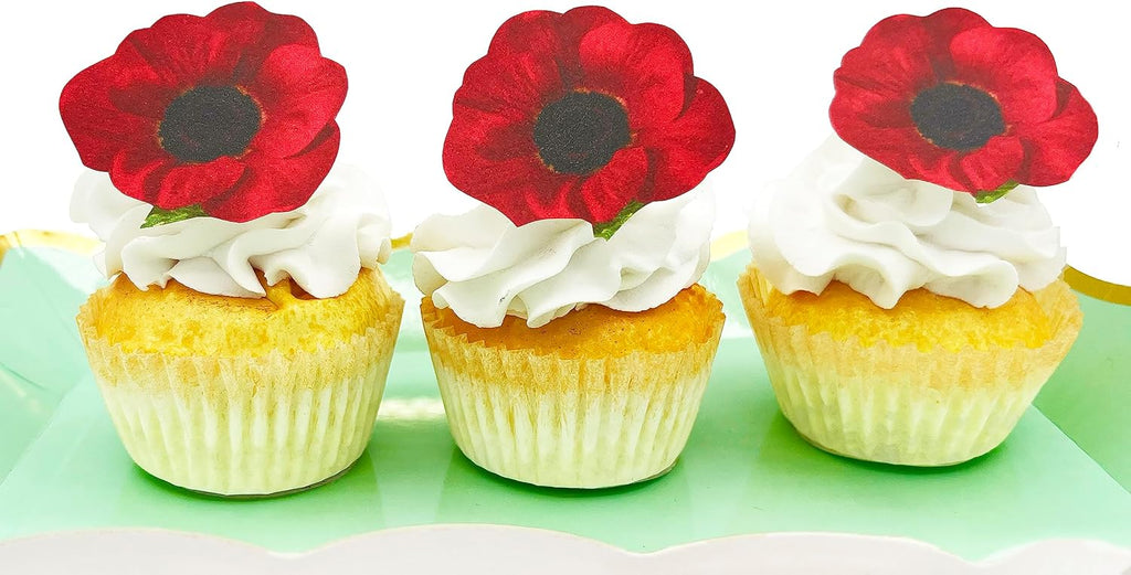 Sugar Robot - Edible Poppy Flowers - Small Size - Edible flowers cake decorations - Premium Crafted - Made in the USA Cake -Set of 20 (Poppy)
