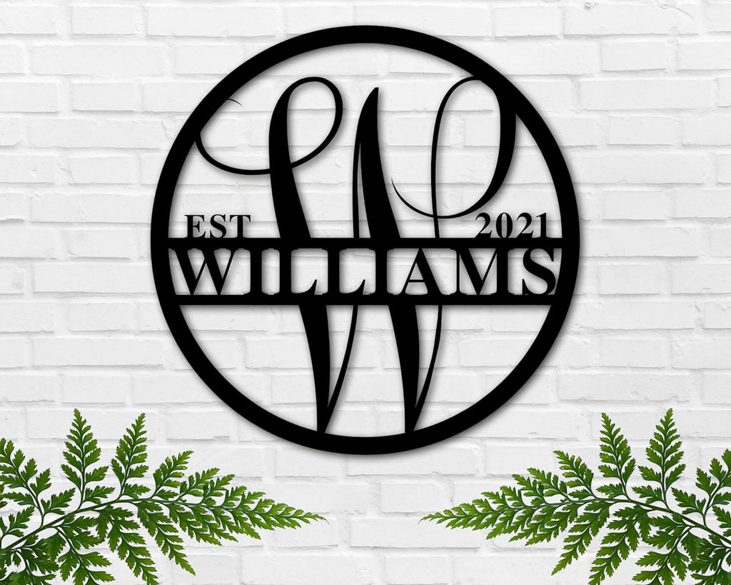 Personalized Metal Name Signs, Split Letter Monogram Wall Decor, Custom Last Name Sign, Family Name Sign for Outdoor, Personalized Wedding Gift, Garden Decor, Metal Wall Art, Housewarming Gift (MonogramDesign_7)