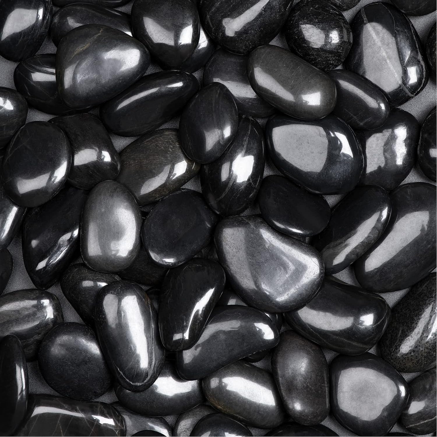20lbs Natural River Rocks, High-Polished Pebbles for Plants Garden, 1-2 inch Decorative Stones, Ideal for Fish Tank, Vases, Crafting, Home Decor and Garden Landscaping Rocks,Black