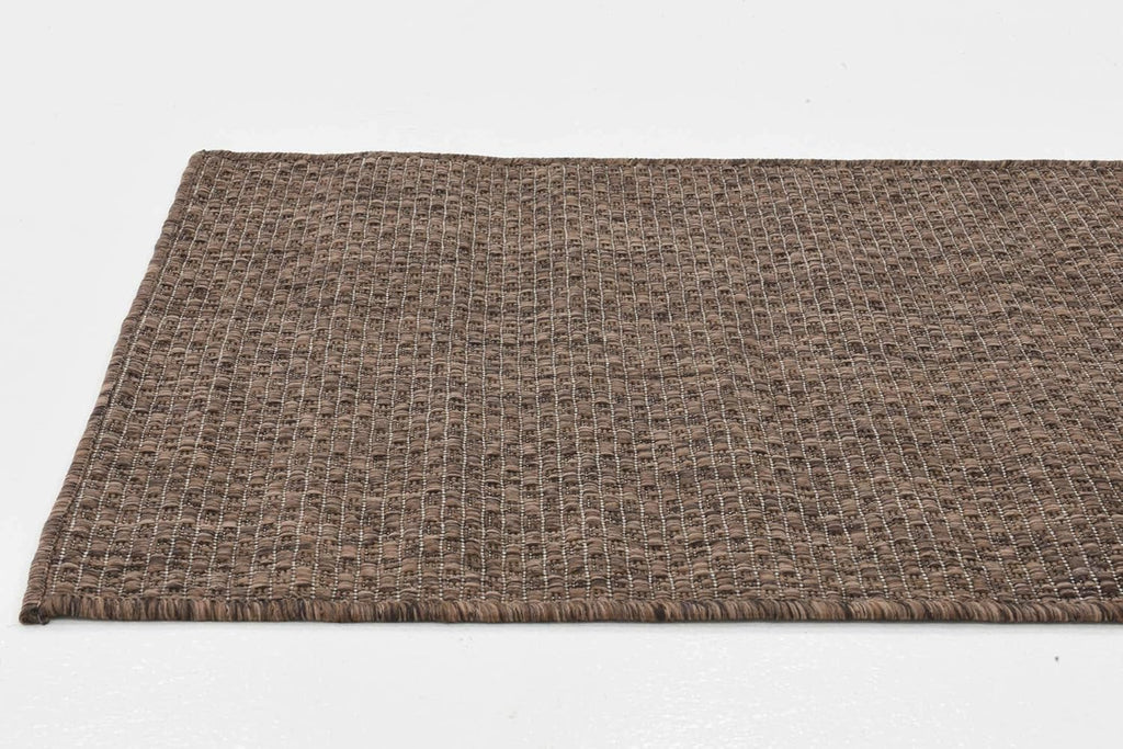Unique Loom Collection Casual Transitional Solid Heathered Indoor/Outdoor Flatweave Area Rug (2' x 6' 1" Runner, Light Brown/Ivory)