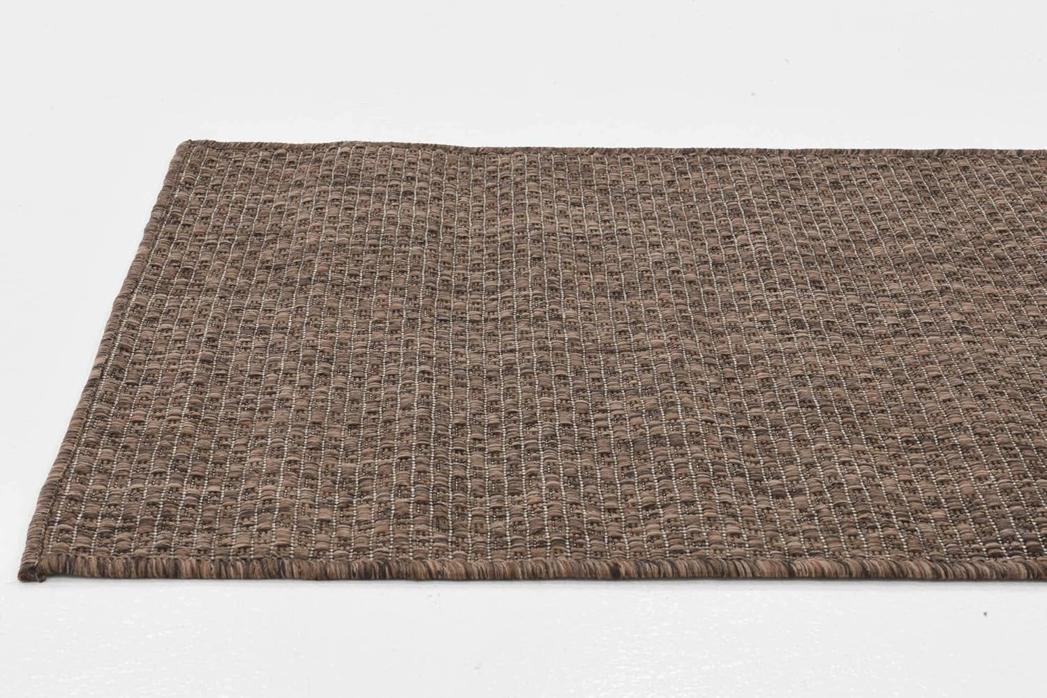 Unique Loom Collection Casual Transitional Solid Heathered Indoor/Outdoor Flatweave Area Rug (2' x 6' 1" Runner, Light Brown/Ivory)