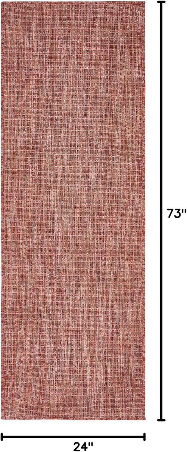 Unique Loom Collection Casual Transitional Solid Heathered Indoor/Outdoor Flatweave Area Rug (2' x 6' 1" Runner, Rust Red/Beige)