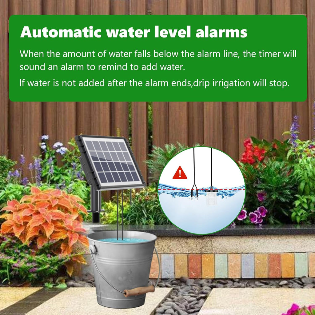 49FT Solar Drip Irrigation System, Auto Watering Kit for 15 Pots, Solar-Powered Plant Watering, 25 Timer Modes, 900ml/min Flow Indoor/Outdoor Garden, Balcony & Patio Irrigation System