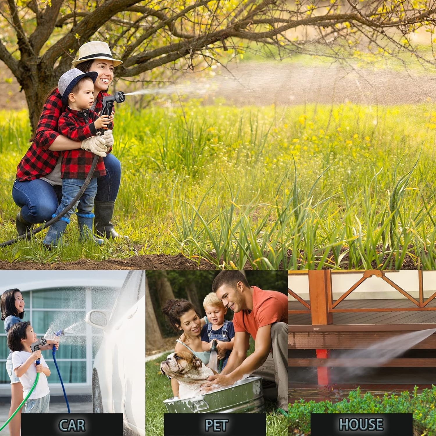 Upgrade Hose Nozzle, 8 Adjustable Watering Patterns, Suitable for Plants/Cars/Pets (Grey)