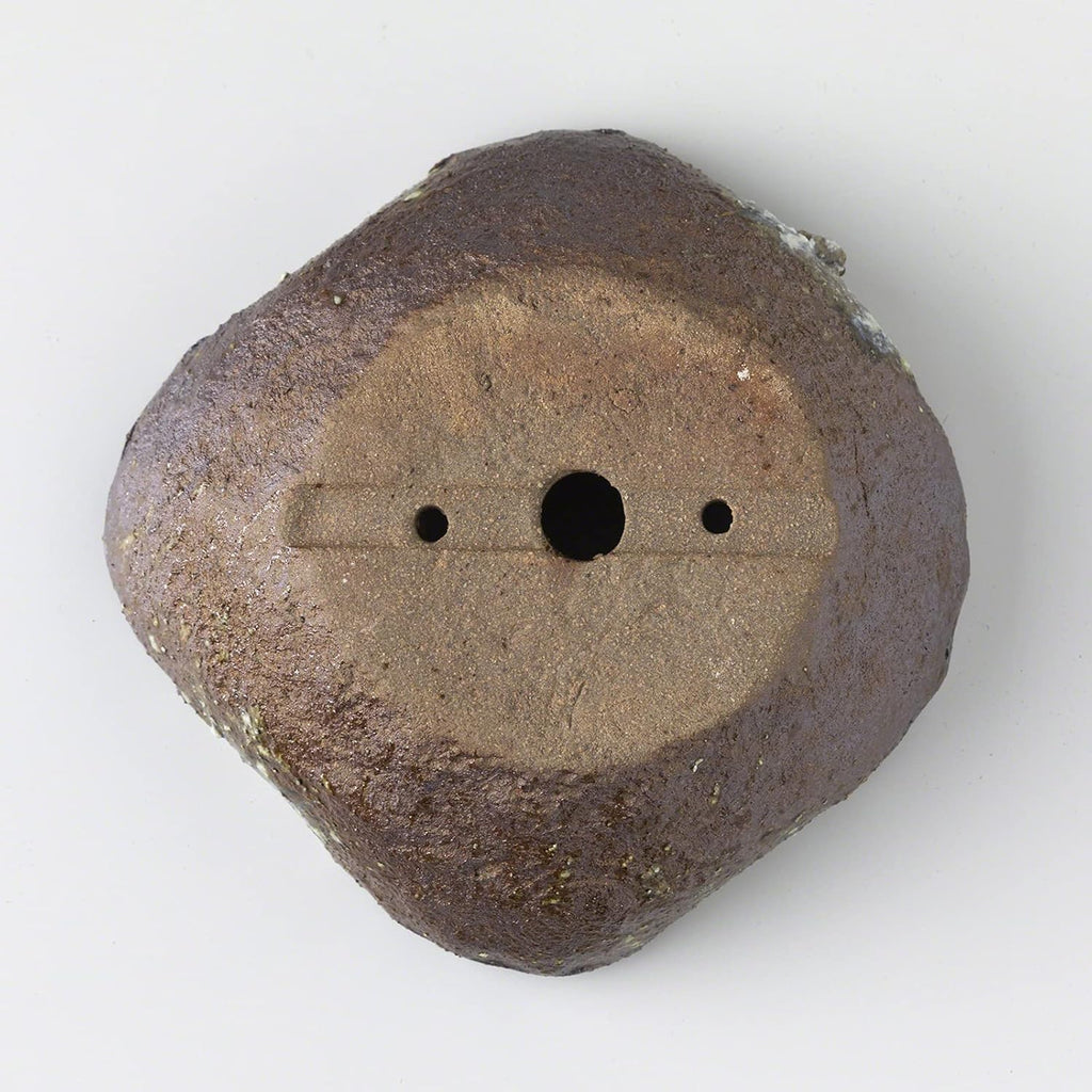 Wazakura Shigaraki Series Handmade Leaf Shaped Ceramic Bonsai Pot with Drainage Hole, 5.9 in (150 mm) Made in Japan, Garden Training Container, Flower Planter, Succulent Bowl - Red Brown