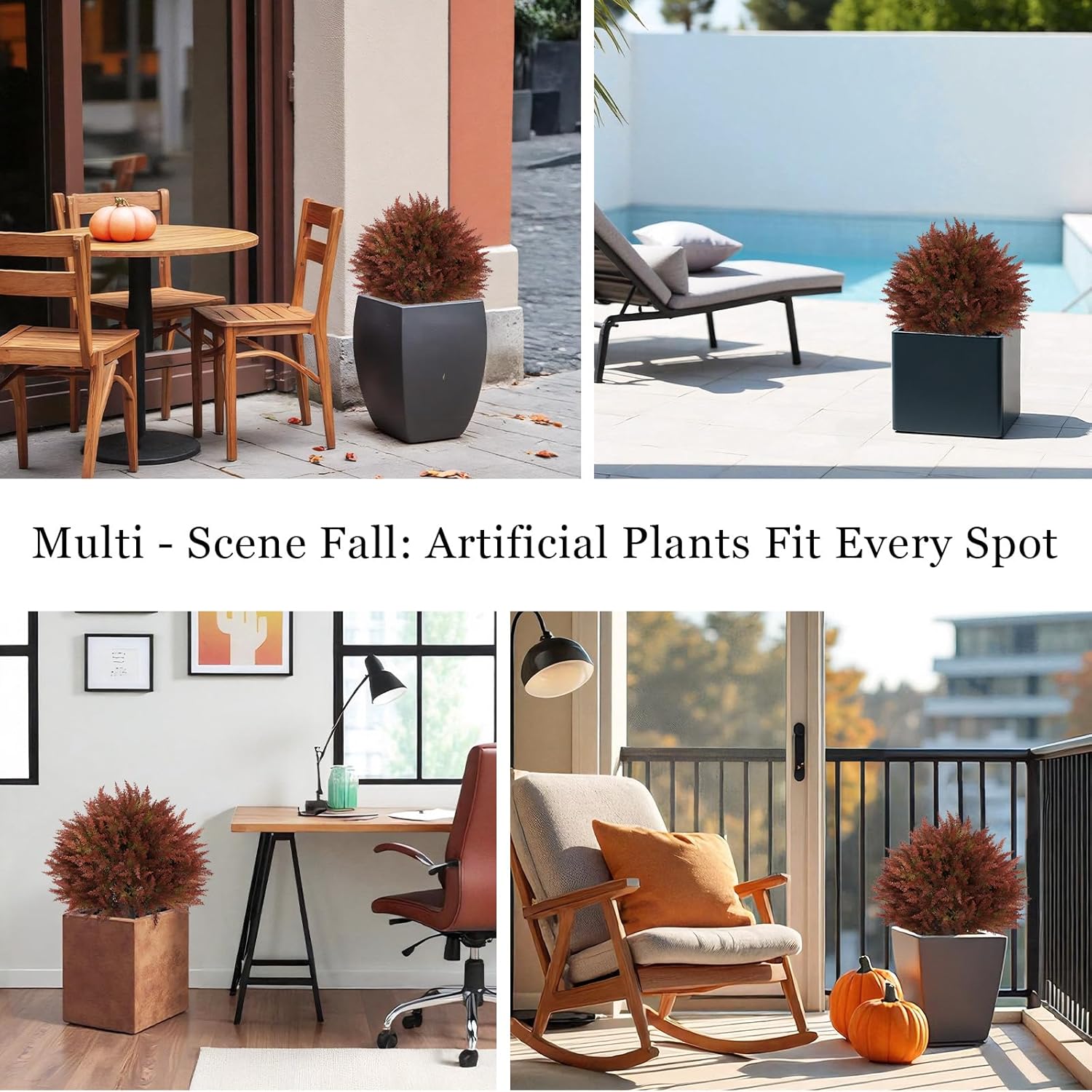 24" Artificial Cedar Topiary Ball Bushes, Set of 2 UV Resistant Fake Trees Outdoor Shrubs with Stake, Weatherproof Faux Plants for Planter, Front Porch, Garden, Yard, Patio Fall Decor