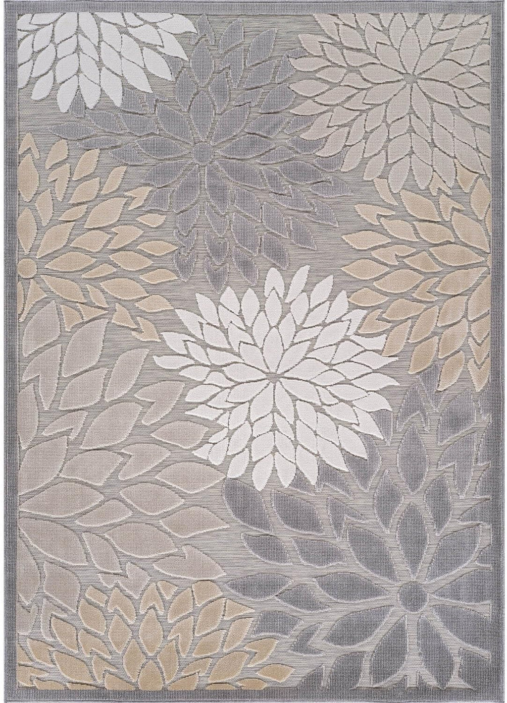 Beverly Rug Outdoor Rug 6x9 Modern Floral Tropical Area Rugs for Indoor and Outdoor Patio Easy to Clean Non Shedding Living Room Porch Garden Washable Outside Carpet (6 x 9 Gray)