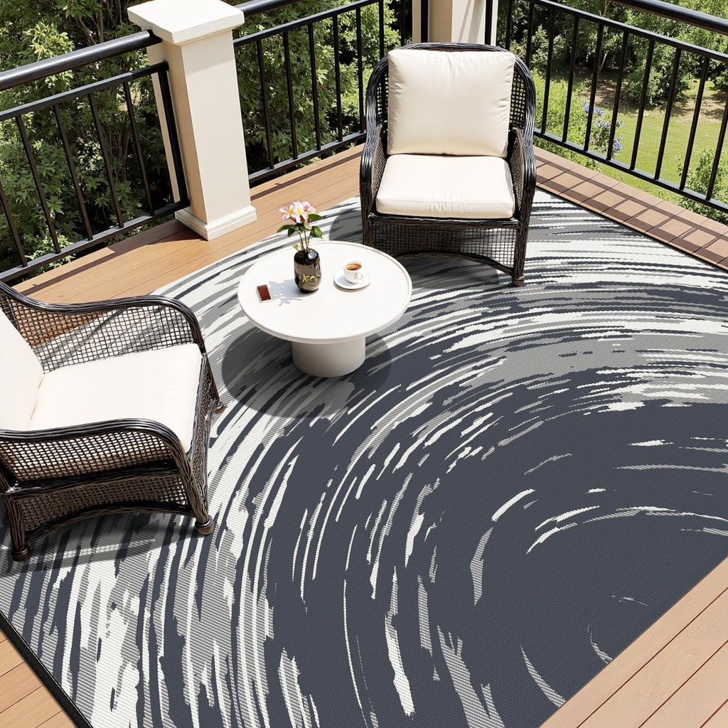 COCOER Modern Outdoor Rug 8x10 Reversible-Waterproof Outdoor Patio Rug-Quick Dry Outdoor Area Rugs Indoor Outdoor Rugs-Outside Rug Patio Decor for Porch Deck Balcony Backyard