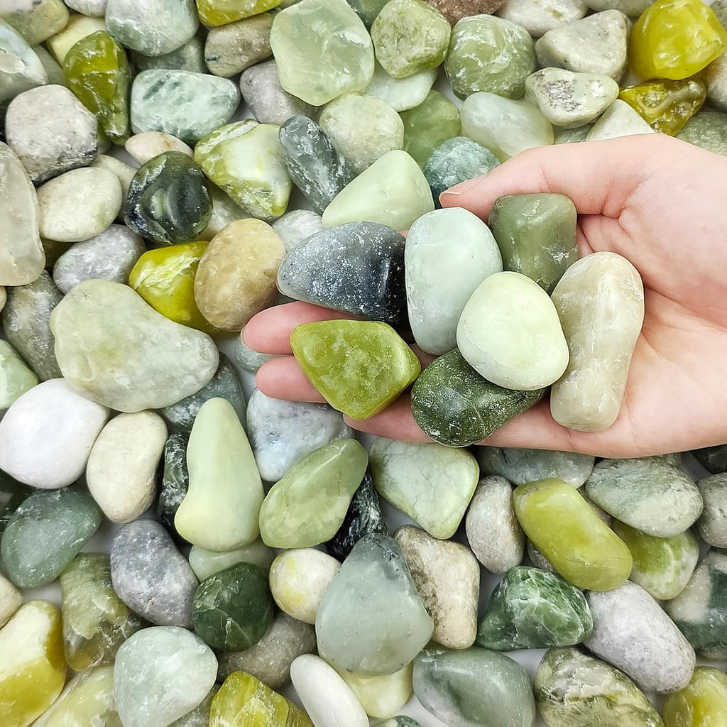 40 lbs Jade River Rocks for Garden, 1-2 Inch Polished Stones, Decorative Pebbles for Plants Outdoor, Vases, Backyard, Craft and Landscaping