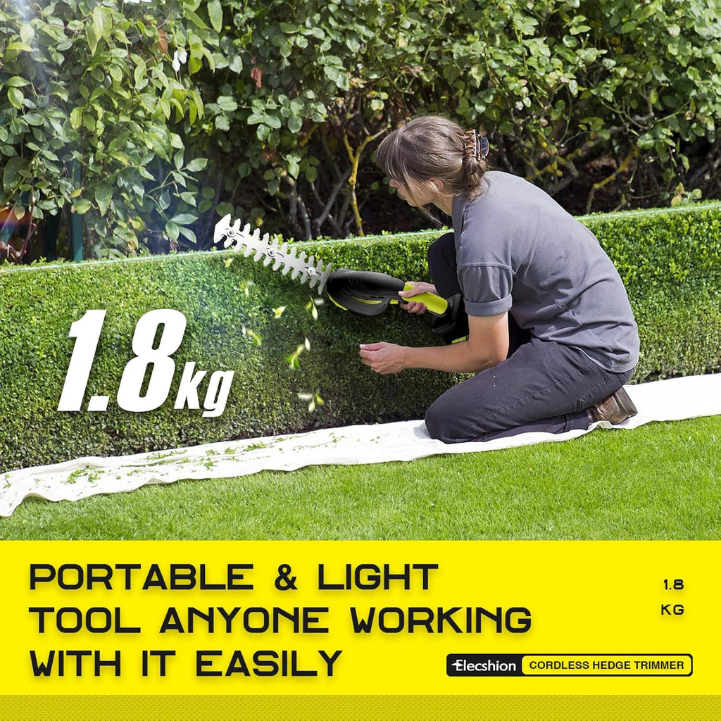 Cordless Hedge Trimmer - 2 Pack 21V Battery with Charger Powered Electric Trimmers, 2 in 1 Handheld Hedge Shears + Grass Cutter Pruning Shrub Cutting Small Branch Tool for Bush,Tree,Garden,Lawn,Yard