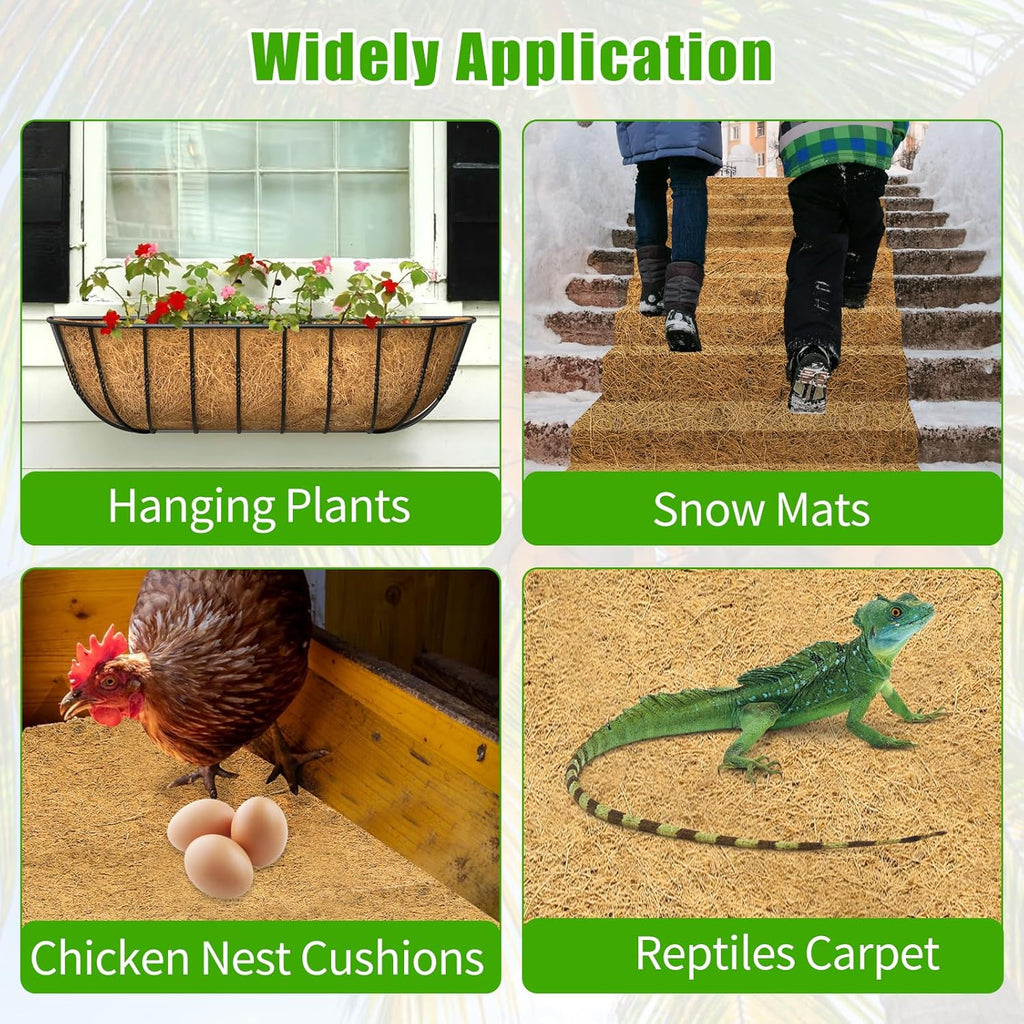 Coco Liner Roll 24x160 Inch, Natural Coconut Liners for Planter Flower Basket, Thick Coco Fiber Mat for Hanging Basket, Garden Decoration, Animal Pet Pads, Reptile Carpet