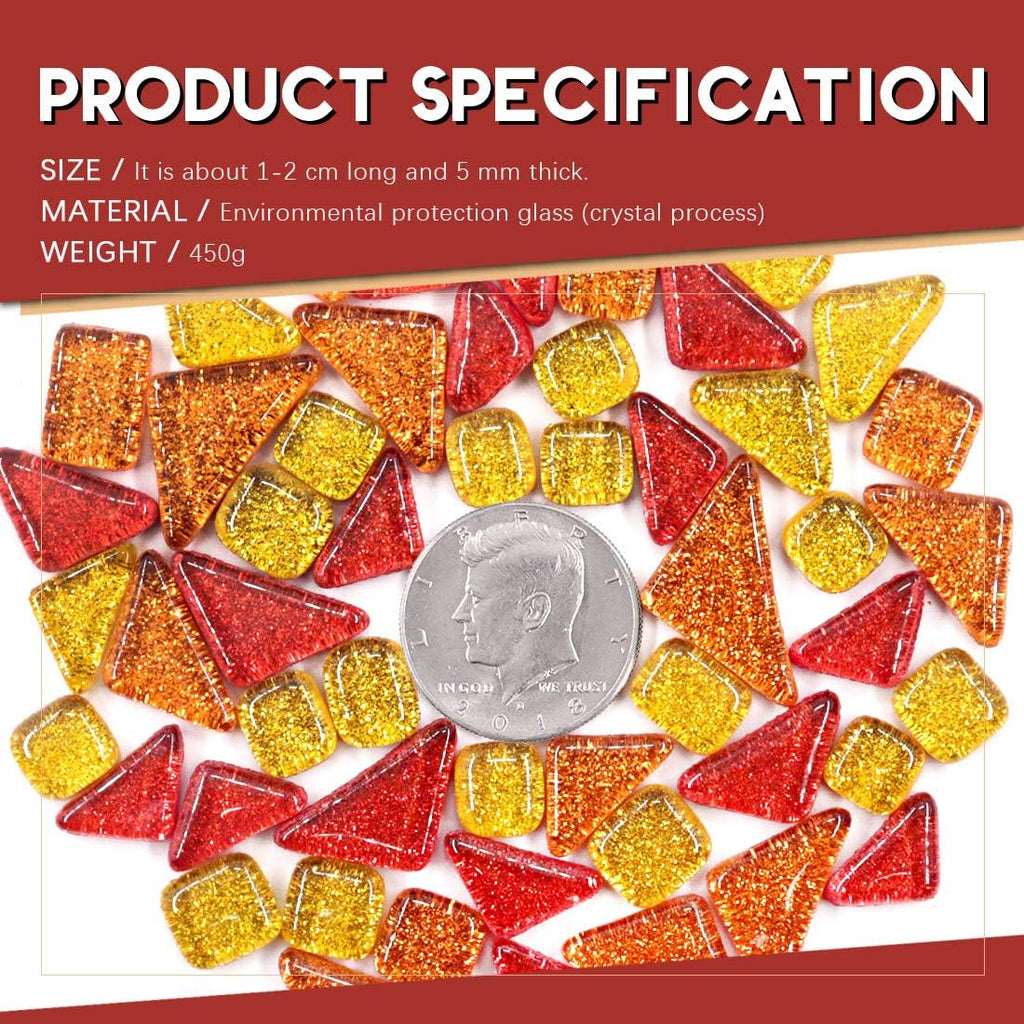 Swpeet 1 Pound Mixed Colors Shine Crystal Series Mosaic Tiles Assortment Kit, Square and Triangle Genuine Mosaic Tiles Glitter Crystal Mosaic Perfect for Home Decoration Crafts - Mosaic Tiles I