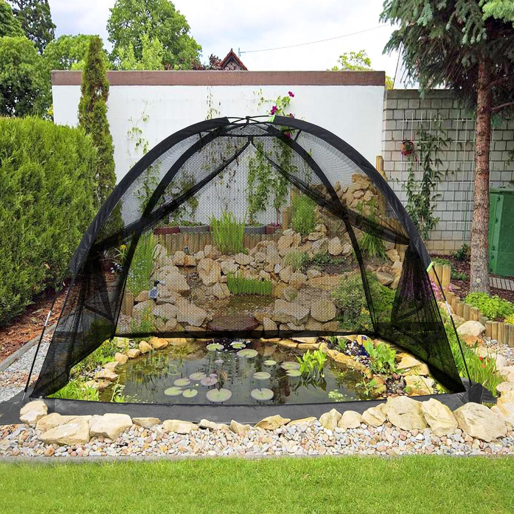 Pond Cover Dome: Protective Netting Tent for Outdoor Fish Koi Ponds Garden Leaves Vegetable Plant Care Use 5X7FT