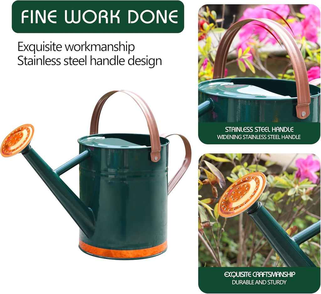 Metal Watering Can for Outdoor and Indoor Plants, Watering Can Decor, 1 Gallon (1 Gallon Green2)