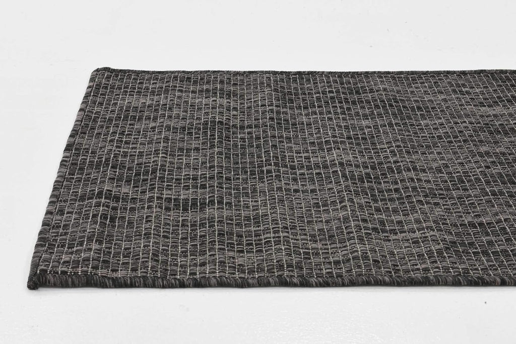 Unique Loom Collection Casual Transitional Solid Heathered Indoor/Outdoor Flatweave Area Rug (2' x 6' 1" Runner, Black/Ivory)