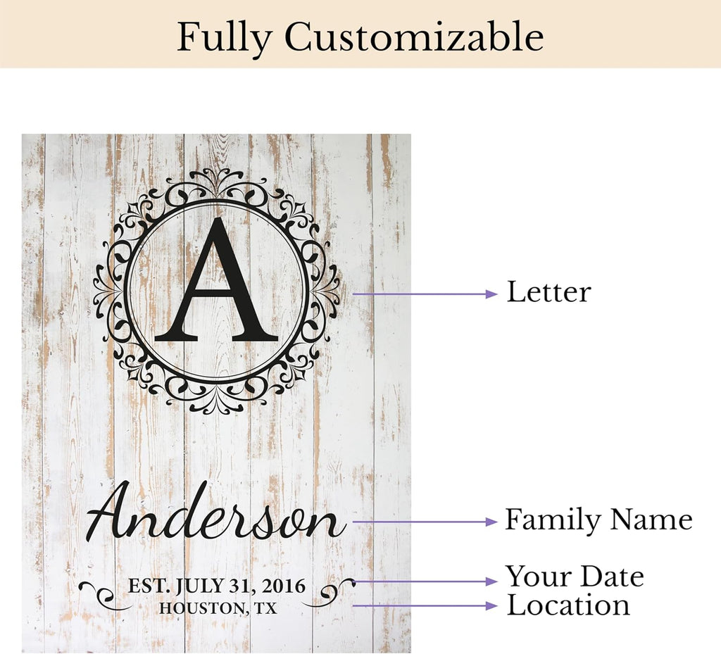 aydan's unique finds Personalized Monogram Family Name Sign - Custom Established Date Wall Art - Rustic Wooden Wedding Gift - Custom Last Name Sign for Home Decor