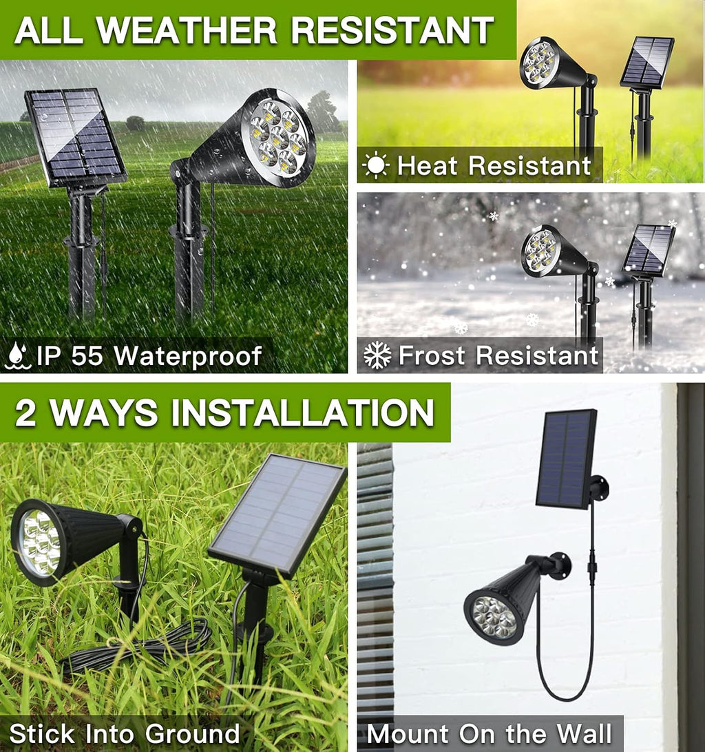 MEIHONG Solar Spot Lights Outdoor, Warm White LED Landscape Lamp Dusk to Dawn, 2-in-1 Solar Spotlight for Trees Lights for Garden Porch Walkway Patio (4 Pack)