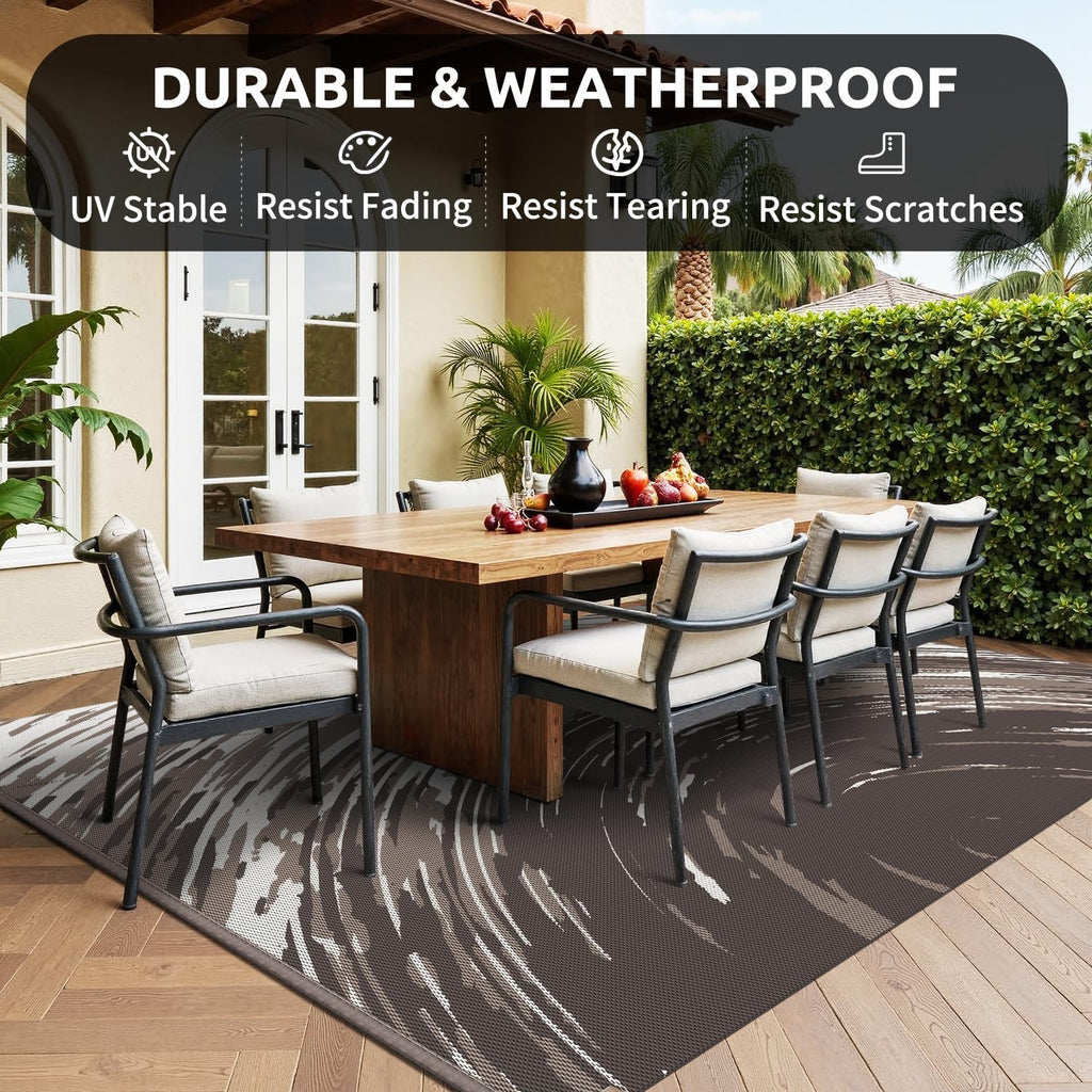 COCOER Modern Outdoor Rug 6x9 Reversible-Waterproof Outdoor Patio Rug-Quick Dry Outdoor Area Rugs Indoor Outdoor Rugs-Outside Rug Patio Decor for Porch Deck Balcony Backyard